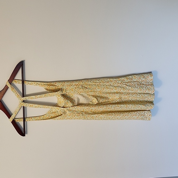 Free people mini dress cream with oranges print open back cross straps size S - Picture 4 of 9